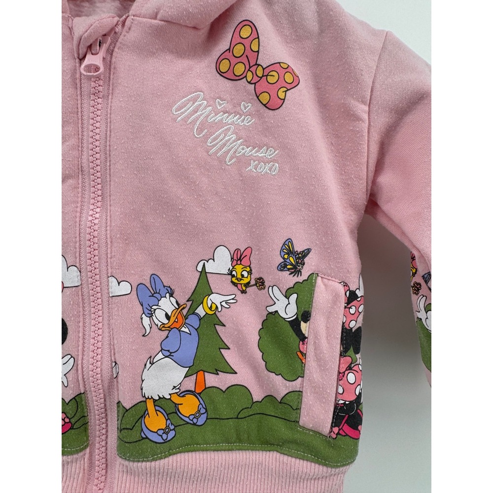Disney Minnie Mouse Daisy‎ Duck Pink Full Zip Fleece Hoodie Toddler Girls 3T